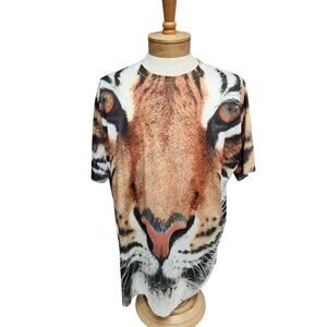 Get A Life Size XXL Tiger Shirt Full Coverage Print Double-sided Short Sleeve